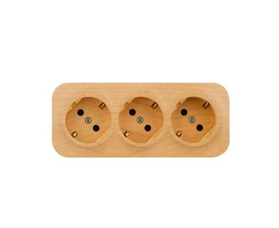Розетка 3х2К+З Legrand Quteo 16A 250V со шторками дерево 782288