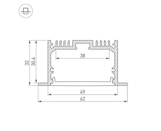 Профиль встраиваемый Arlight ARH-Power-W35-3000 Anod 036170, изображение 2
