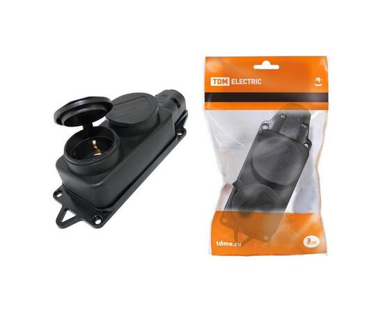 Розетка двойная 2P+PE TDM Electric с заглушками SQ0612-0010
