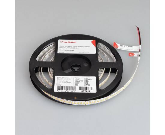 Светодиодная лента Arlight 20W/m 200LED/m 2835SMD теплый белый 5M UL-A200-10mm 24V Warm2700 037222, изображение 4