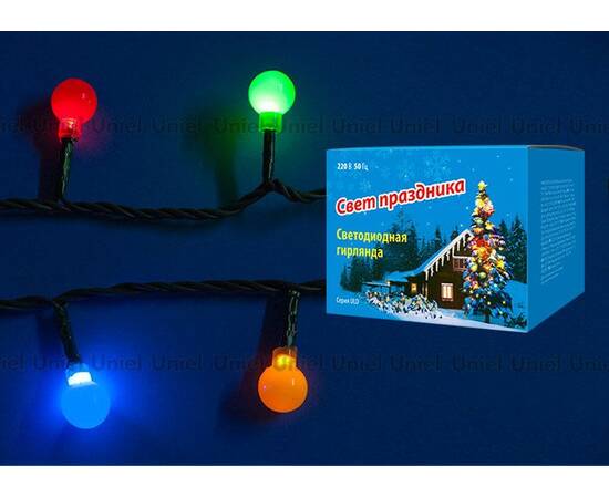 Светодиодная гирлянда Uniel 220V разноцветный ULD-S0800-100/DGA MULTI IP20 COLORBALLS 07929, изображение 4