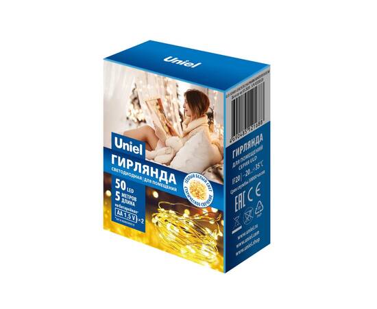 Светодиодная гирлянда Uniel Роса теплый белый ULD-S0500-050/SCB/2AA Warm White IP20 Dew UL-00005265, изображение 5