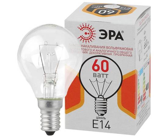 Лампа накаливания Эра E14 60W ДШ 60-230-E14-CL Б0039138