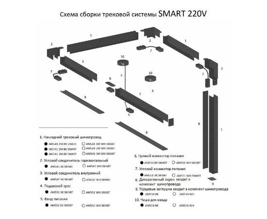 Шинопровод накладной AM Group AM541 3M BK SMART, изображение 5