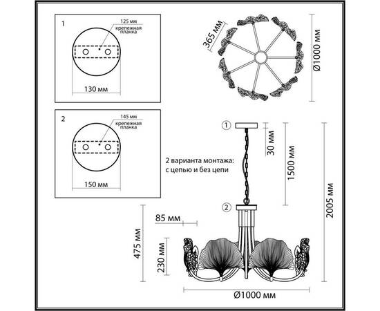 Подвесная люстра Odeon Light Hall Ventaglio 4870/7, изображение 2