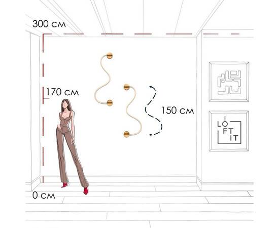Настенный светильник Loft IT Thread 10388W Brass, изображение 9