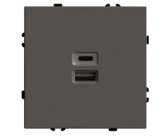 Розетка 2-местная USB + Type C (механизм) Stekker Эмили 250В 20W RST10-5115-09 антрацит soft touch 4