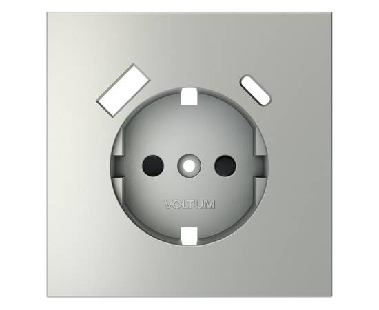 Накладка для розетки с заземлением и защитными шторками, с USB A+C Voltum S70 (сталь) VLS001005