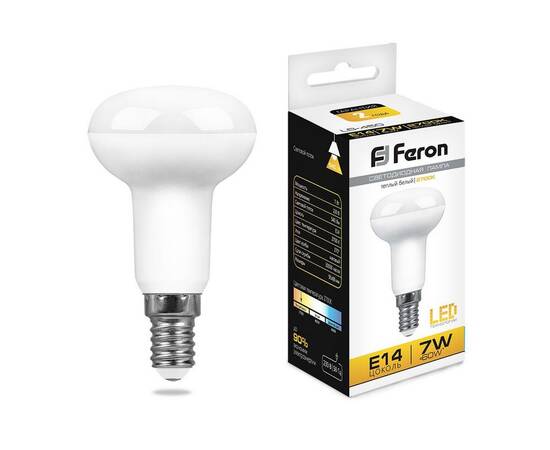 Лампа светодиодная Feron E14 7W 2700K Груша Матовая LB-450