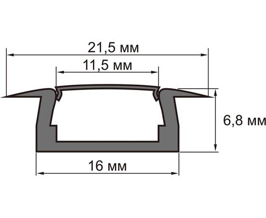 Профиль врезной GAL-GLS-2000-7-22-B 12x7mm (2 метра), изображение 2