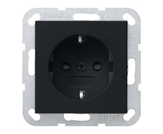 Розетка Schuko с защитными шторками 16A 250V~ 2P+T, цвет Антрацит