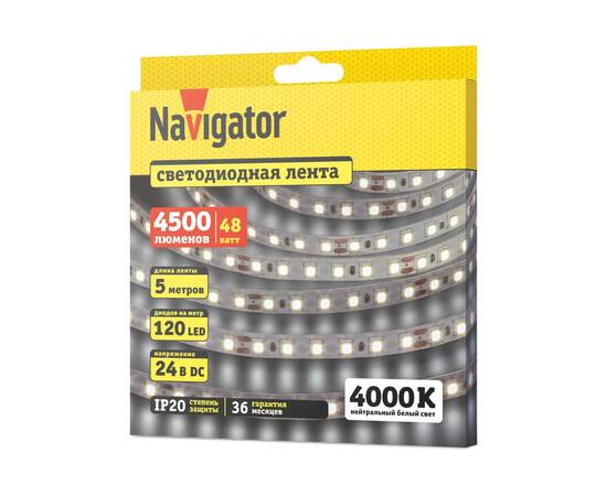 Светодиодная лента Navigator 95 301 NLS-2835W120-9.6-IP20-24V 5м 95301