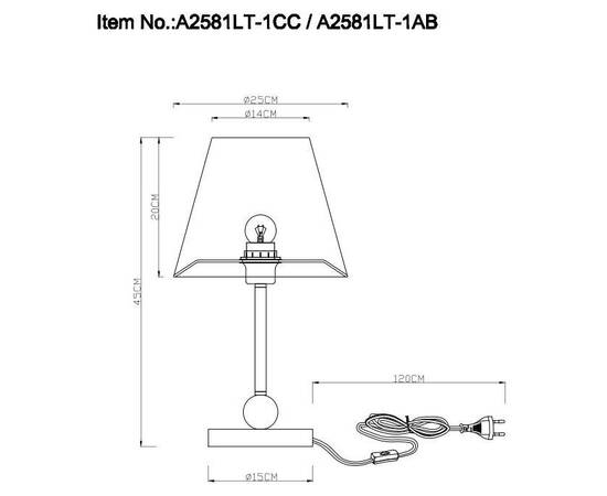 Настольная лампа Arte Lamp Elba A2581LT-1AB, изображение 2