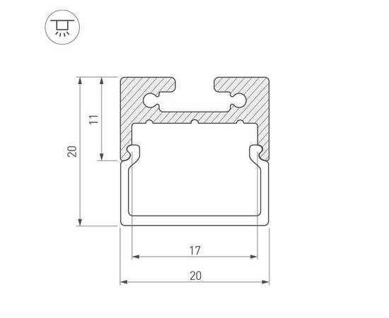 Профиль с рассеивателем Arlight SL-LINE-2011M-2500 BLACK+OPAL SQUARE 027993, изображение 4