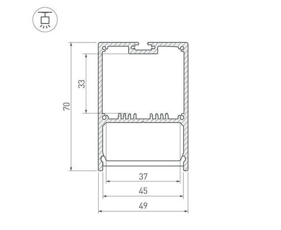 Профиль с рассеивателем Arlight SL-LINE-4970-2500 BLACK+OPAL 027989, изображение 2