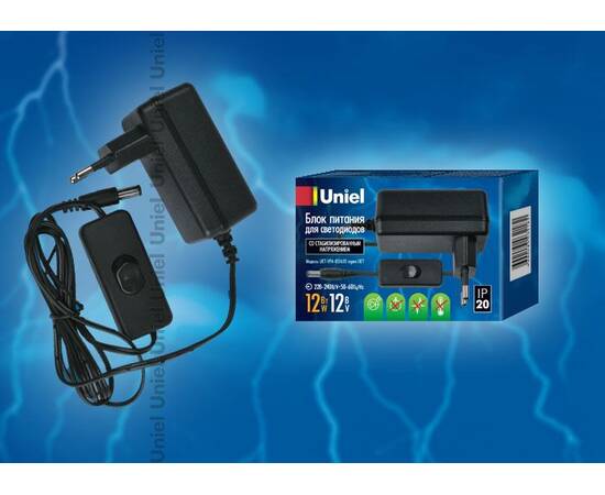 Блок питания Uniel 12V 12W IP20 UET-VPA-012A20 12V IP20 06313, изображение 2
