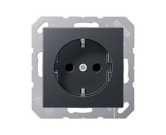 Розетка с заземлением безвинтовой зажим Jung A 500 антрацит A1520BFANM