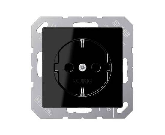 Розетка с заземлением безвинтовой зажим Jung A 500 черная A1520SW