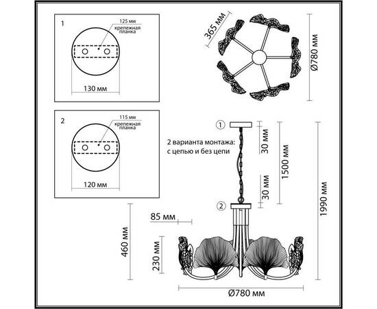Подвесная люстра Odeon Light Hall Ventaglio 4870/5, изображение 2
