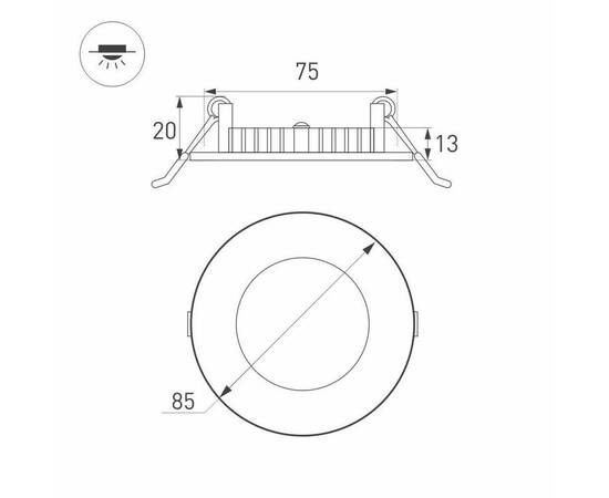 Встраиваемый светодиодный светильник Arlight DL-85M-4W Warm White 020104, изображение 5