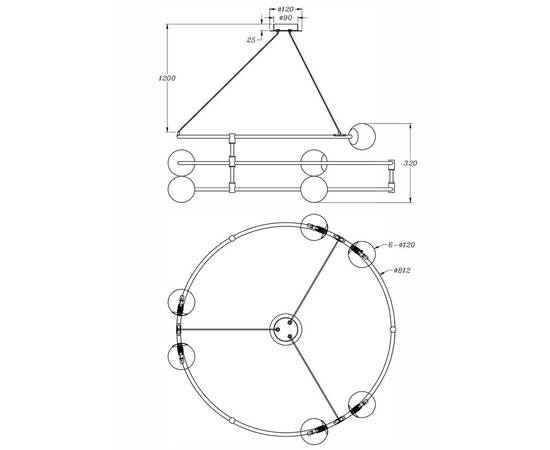 Подвесная люстра Maytoni Balance MOD317PL-06B, изображение 2