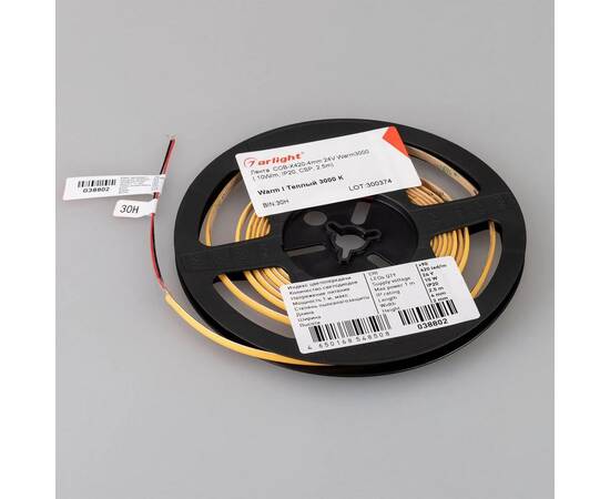 Светодиодная лента Arlight 10W/m 420LED/m CSPSMD теплый белый 5М COB-X420-4mm 24V 040901, изображение 5