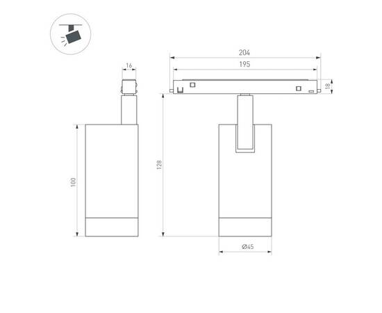 Трековый светодиодный светильник Arlight MAG-ORIENT-SPOT-R45-12W Day4000-MIX (BK, 24 deg, 48V, DALI), изображение 2