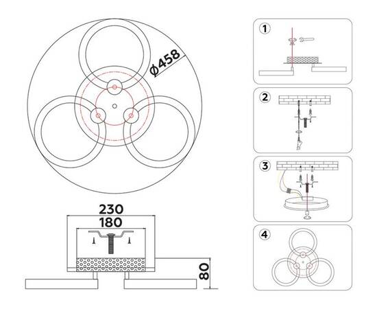 Потолочная светодиодная люстра Ambrella light Acrylica Original FA3838, изображение 8