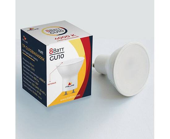 Лампа светодиодная Italline GU10 8W 3000K матовая TP GU10/8W/4000K matt