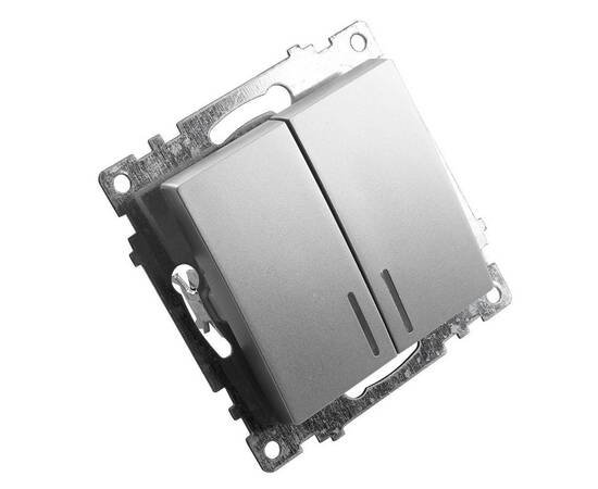 Выключатель двухклавишный Stekker Катрин с подсветкой серебро GLS10-7102-03 39579, изображение 2