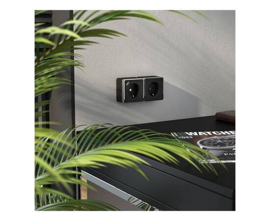 Розетка с заземлением, шторками и USB тип A+C Werkel Gallant чёрный хром W5071735 4690389179655, изображение 2