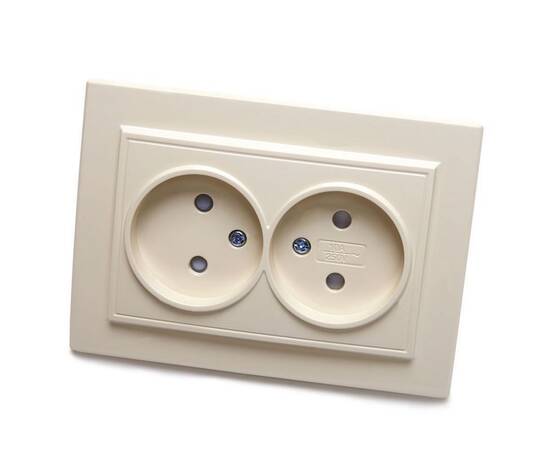 Розетка двойная 2P Stekker Эрна со шторками слоновая кость PST10-9013-02 39239