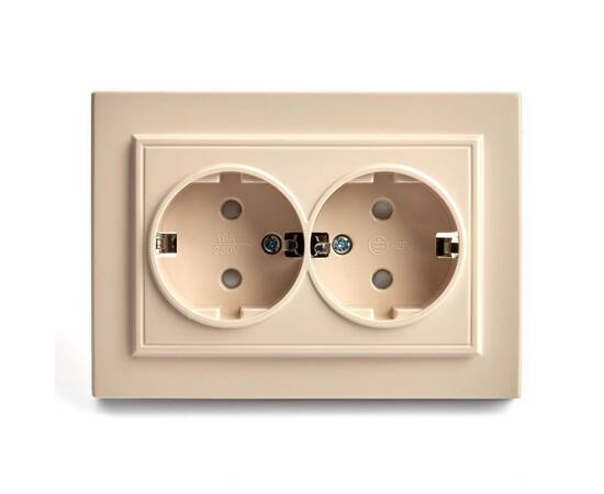 Розетка двойная 2P+PE Stekker Эрна со шторками слоновая кость PST16-9014-02 39240