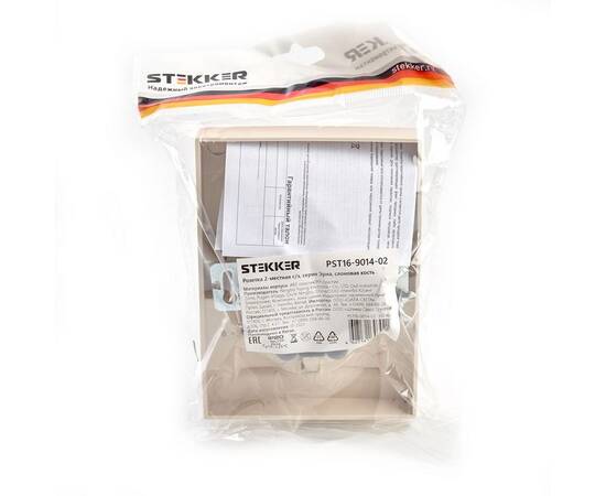 Розетка двойная 2P+PE Stekker Эрна со шторками слоновая кость PST16-9014-02 39240, изображение 2
