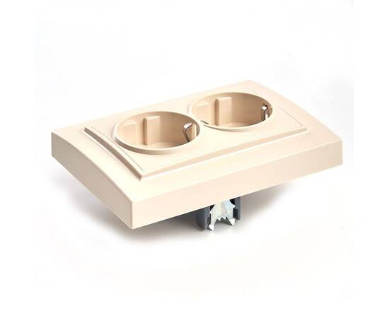 Розетка двойная 2P+PE Stekker Эрна со шторками слоновая кость PST16-9014-02 39240, изображение 5