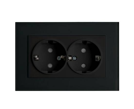 Розетка двойная 2P+PE Stekker Эрна со шторками черный PST16-9014-03 39482