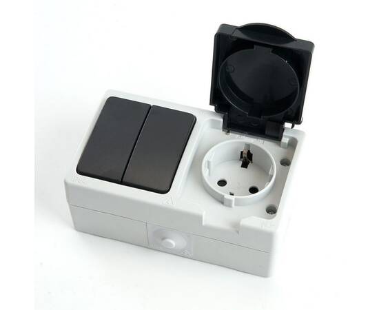 Блок розетка-выключатель Stekker серый-графит PST16-11-54/10-121-54 32761