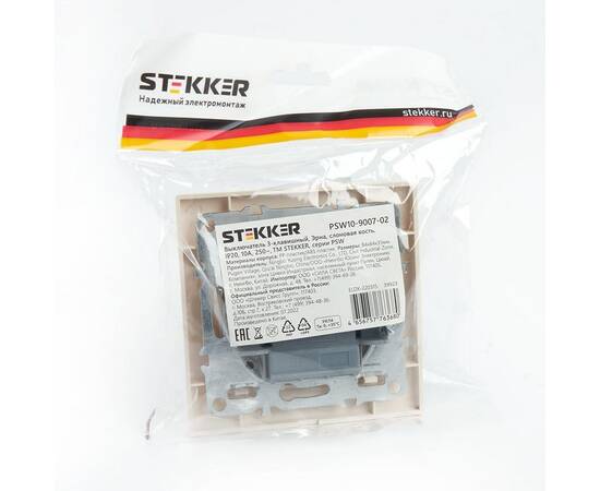 Выключатель трехклавишный Stekker Эрна слоновая кость PSW10-9007-02 39923, изображение 2