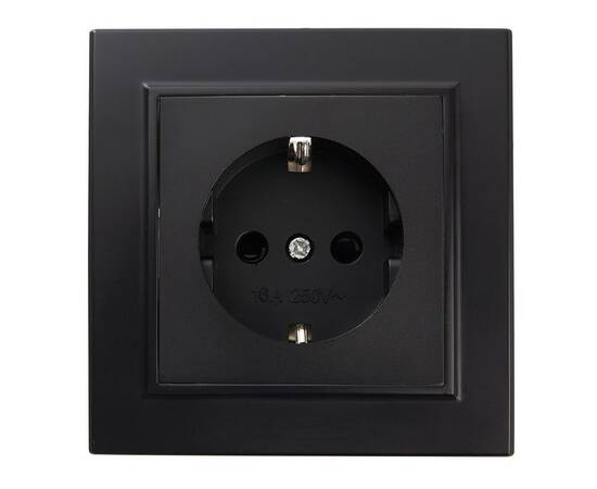 Розетка 2P+PE Stekker Эрна со шторками черный PST16-9010-03 39479