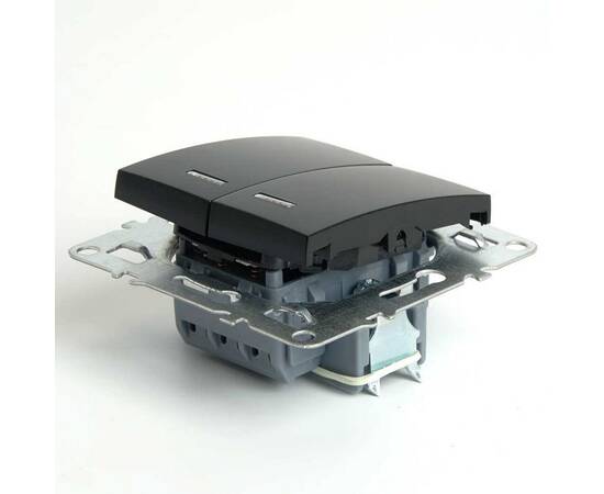 Выключатель двухклавишный Stekker Эрна с подсветкой черный PSW10-9102-03 49147, изображение 5