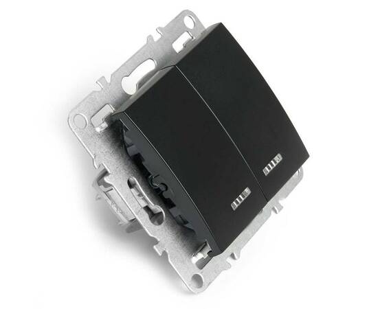 Выключатель двухклавишный Stekker Эрна с подсветкой черный PSW10-9102-03 49147, изображение 6