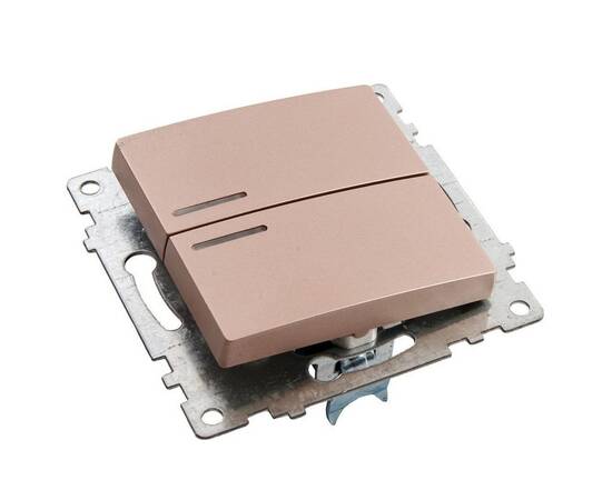 Выключатель двухклавишный Stekker Катрин с подсветкой шампань GLS10-7102-02 39593, изображение 2
