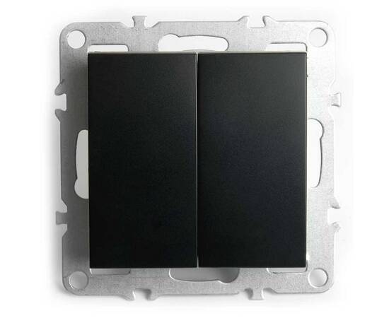 Выключатель двухклавишный Stekker Эрна черный PSW10-9104-03 49149