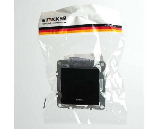 Выключатель одноклавишный Stekker Эрна с подсветкой черный PSW10-9101-03 49146, изображение 2