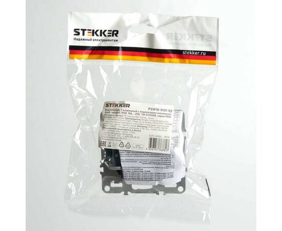 Выключатель одноклавишный Stekker Эрна с подсветкой черный PSW10-9101-03 49146, изображение 3