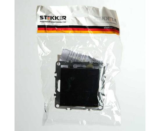 Выключатель одноклавишный Stekker Эрна черный PSW10-9103-03 49148, изображение 3