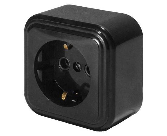 Розетка 2P+PE Stekker Брест черный PST16-21-20 39690
