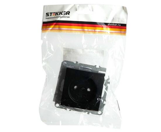 Розетка 2P Stekker Эрна черный PST10-9109-03 49153, изображение 3