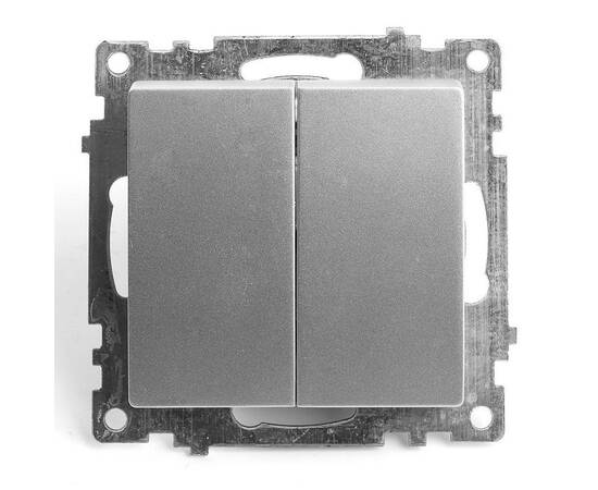 Выключатель двухклавишный Stekker Катрин серебро GLS10-7104-03 39578