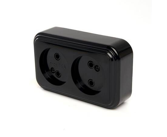 Розетка двойная 2P Stekker Брест черный PST16-30-20 39694